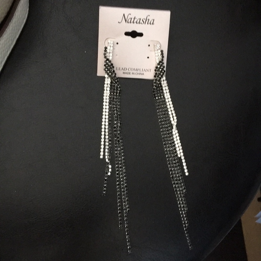 New Natasha Long Bi Color Waterfall Earrings 6.25"